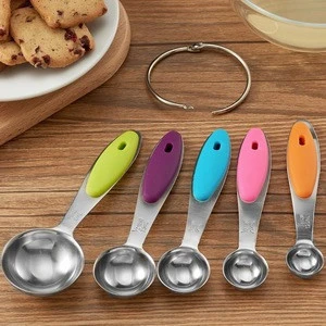 5pcs / set stainless steel measuring cup and measuring spoon set for baking sugar coffee kitchen tools
