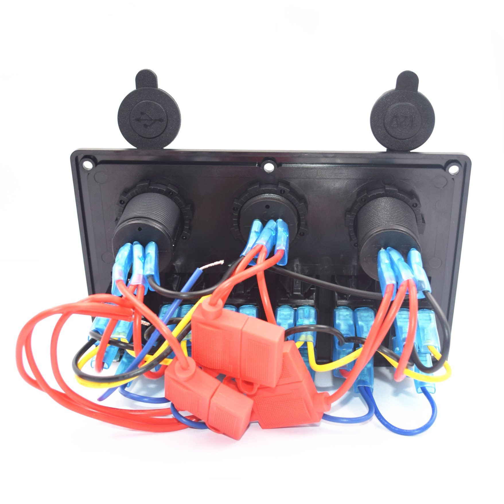 Buy 6 Gangs Waterproof Rocker Switch Panel With Cigarette Lighter Power ...