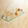 6606 Gold Plated Glass shelf Ceramic Bathroom Accessories Glass Shelves