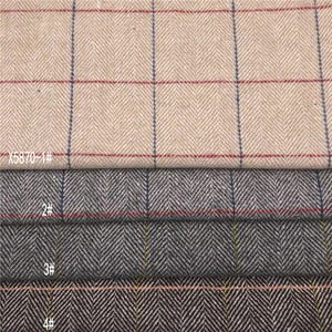 70%Polyester 30%Wool textured  fabric big check herringbone pattern suiting Winter thick mens suit trouser blazer coat fabric