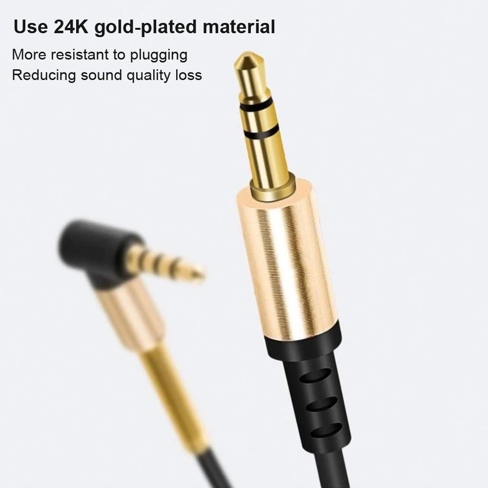 90 degree 3.5mm audio cable Male to Male Stereo Audio Cables Compatible with Car/Headphone/Studio/Recorder