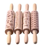 AAGU Animal Wood Wooden Engraved Embossing  Christmas Rolling Pins Christmas For Baking Cookies