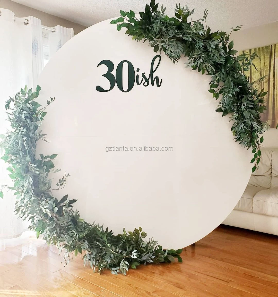 Acrylic wedding backdrop round white acrylic backdrop for wedding decoration