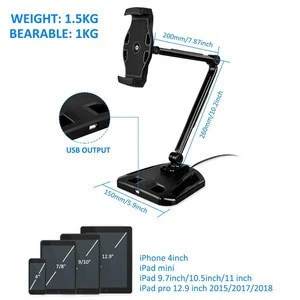 Adjustable Tablet Stand Holder with 360 Degree Swivel Fits for 4 -12.9&quot; Tablet PC