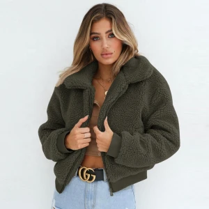 AliExpress ebay solid color autumn winter faux fur jacket women trendy outwears short coat