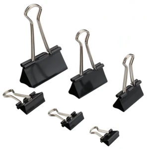 Amazon hot sale 15mm metal binder clips black long tail clip for office binding supplies