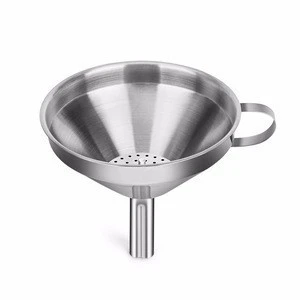 Amazon Hot Sale  Stainless steel kitchen funnel with Removable Strainer Filter for Cooking Oils