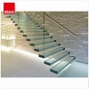 American standard indoor straight staircase cantilever wood/glass stairs