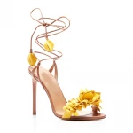 Anmairon New Design Women Shoes New Styles Of 2021 Round Toe Lace Up Stilettos Women High Heels Flower Sandals