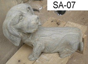 antique stone carving and sculpture of animal little dog, stone dog,