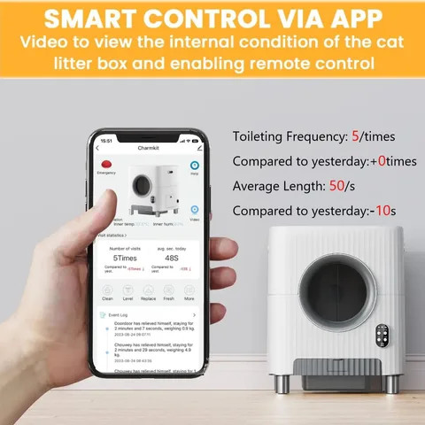 Buy App Control Self Cleaning Cat Litter Box Toilet Extra Large Smart ...