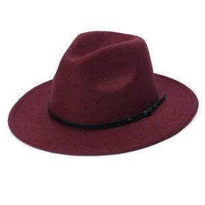 B180 Spring British retro Women Ladies Beach Church Woolen Cowboy Hat Floppy Sun Hat Round Bowler Panama  Felt Fedora Hat