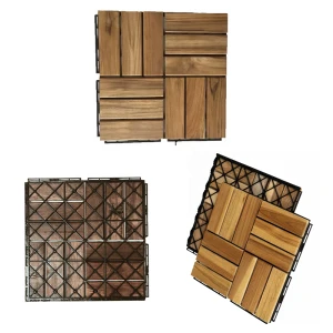 B199 Acacia Wood Interlocking Deck Tiles, Plastic wood composite interlock deck tile or Plastic Decking Flooring Tiles
