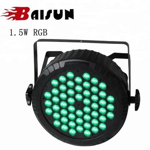 baisun brand stage light 54pcs*1.5W RGB 3 in 1 plastic flat par can Projection Light hot sale for india market