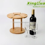 bamboo wine bottle holder, wooden wine bottle and glass holder,wood wine display rack