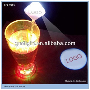 Bar favor LED Light Up projector Cocktail Stirrers with assorted color