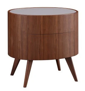 Bedroom furniture round bedside table for home modern design glass top nightstand table with a drawer