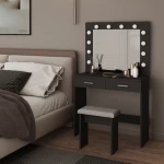 Bedroom girl mirror dressing table organizer wooden LED kids dressing table design