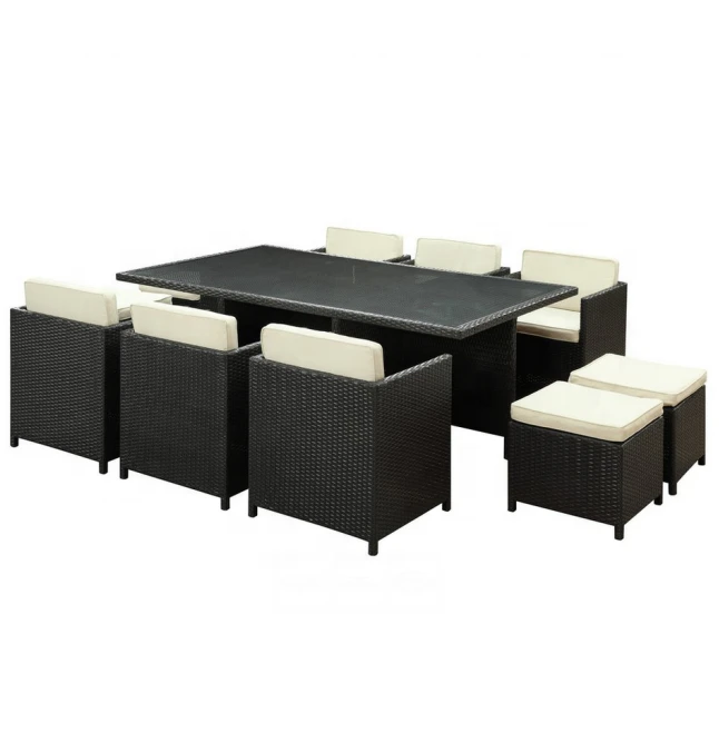 Best selling 6 seaters outdoor rattan cube dinning table set
