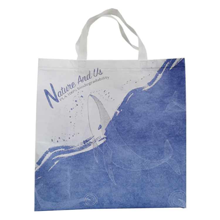 Biodegradable eco pla non woven fabric carry tote shopping bag