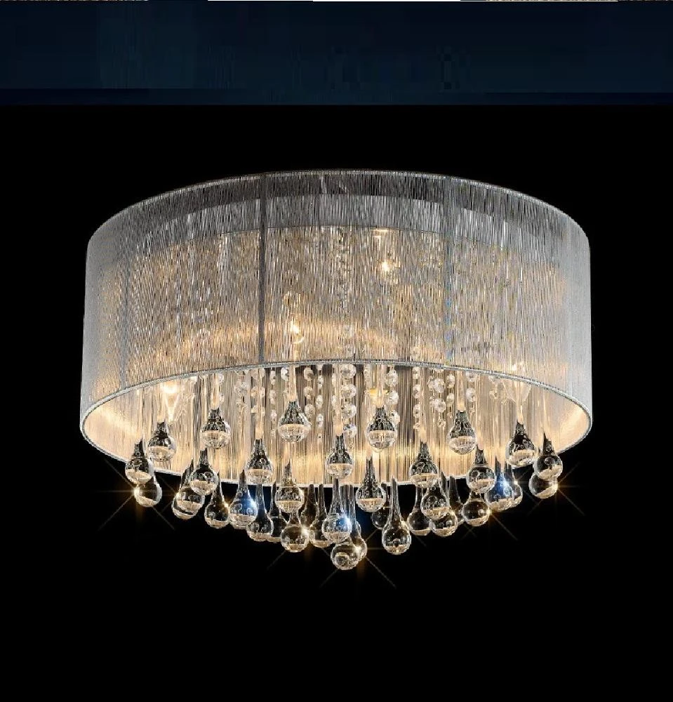 Black Drum Pendant Light Shade Crystal Ceiling Lamp Chandelier Fixture Lighting