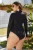 Import Black high-necked and long-sleeved sport one-piece swimsuit with large conservative surf block and sun block from China