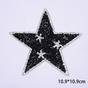 Bling Single Custom Made Self Adhesive Embroidered Star Rhinestone Patches For Clothing