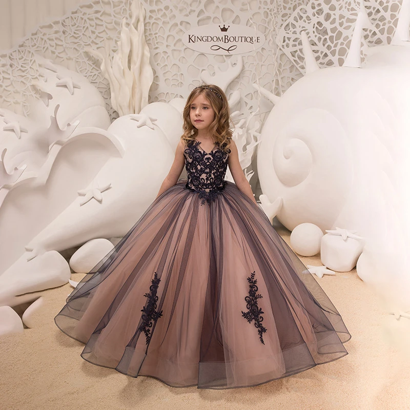Boutique Wholesale Kids Evening Gown Girls Dress Wedding Party Children Long Gowns Baby Dressing Tulle Princess Dress