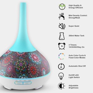 BRISK  New Model 300mL flower pattern Essential Oil Humidifier Aroma Diffuser Humidifier Part with Colorful Changing Light