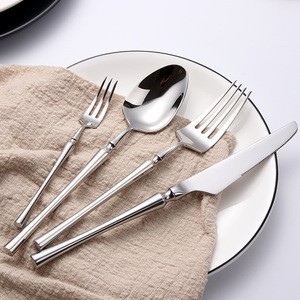 Bulk 304 Stainless Steel Silverware Set Gold Wedding Hotel Cutlery Metal Modern Flatware