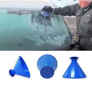 Car Window Windshield Car Ice Scraper Shaped Funnel Snow Remover Deicer Cone Deicing Tool Scraping ONE Round