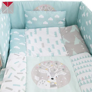 Cartoon pattern baby girl crib bedding set wholesale