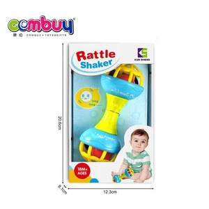 Cartoon rocking plastic game newbron dumbbell shaker baby toy rattle