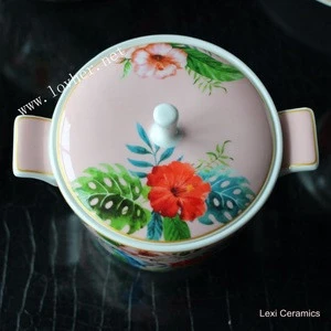 Ceramic candy jar porcelain sugar pot salt bowl for kitchen tableware