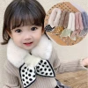 Childrens luxury fashion winter knitted warm scarf with collar Rex rabbit fur scarf