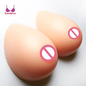 China cheap huge self-adhesive crossdressing water drop silicone breast forms