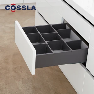 CHINA factory COSSLA wardrobe double wall drawer slide with divider inner drawer slide
