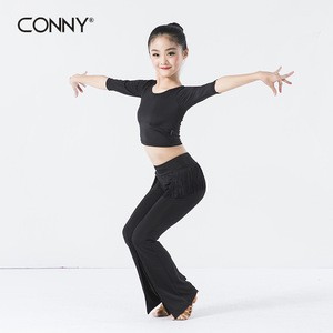 China Simple Black Style Bell-Bottoms Girls Dance Wear dance costumes Training+Dancewear