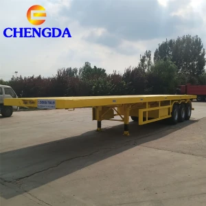 Chinese 3 Axles 40ft Container flatbed Truck Semi Trailer