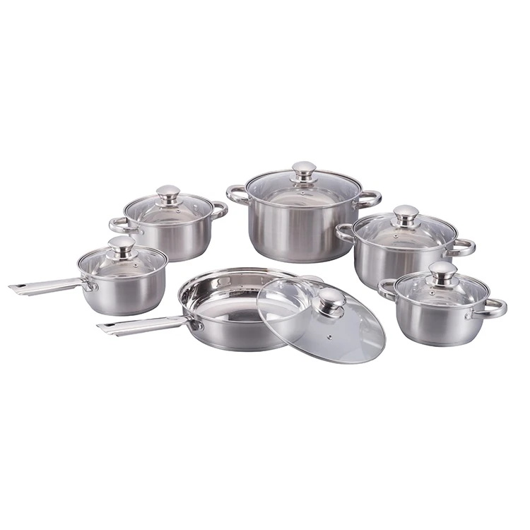 Chinese Imports Wholesale Stainless Steel 12 Pcs Kitchen Pots And Pans Cookware Sets
