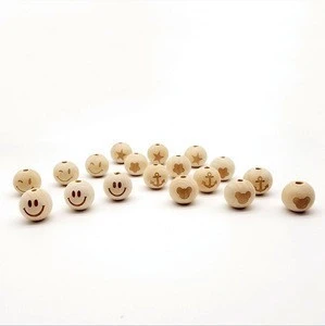 Chinese supplier custom Design custom logo engraved wood jewelry bead