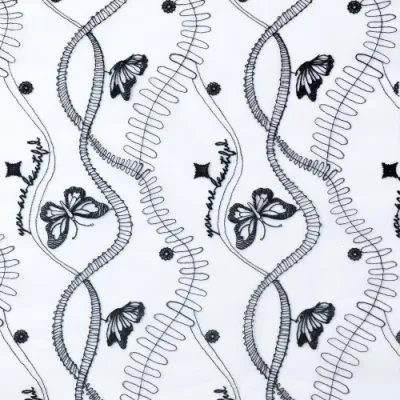 Chinlon Mesh Fabric Polyester Thread Butterfly Embroidery Lace Fabric for Summer Dress