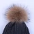 Import Classical Style Raccoon Fur Pom Pom Wool Blended Rib knitting Winter Beanie Hat from China