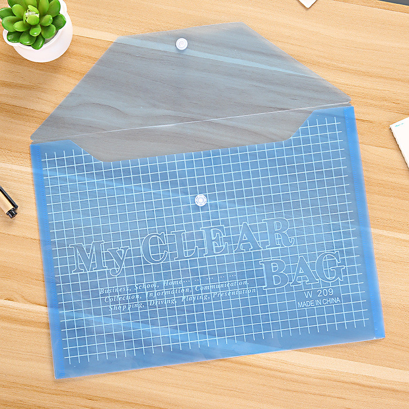 Buy Clear Pp Plastic File Pouch Document Storage Bag A4 Size Grid File ...