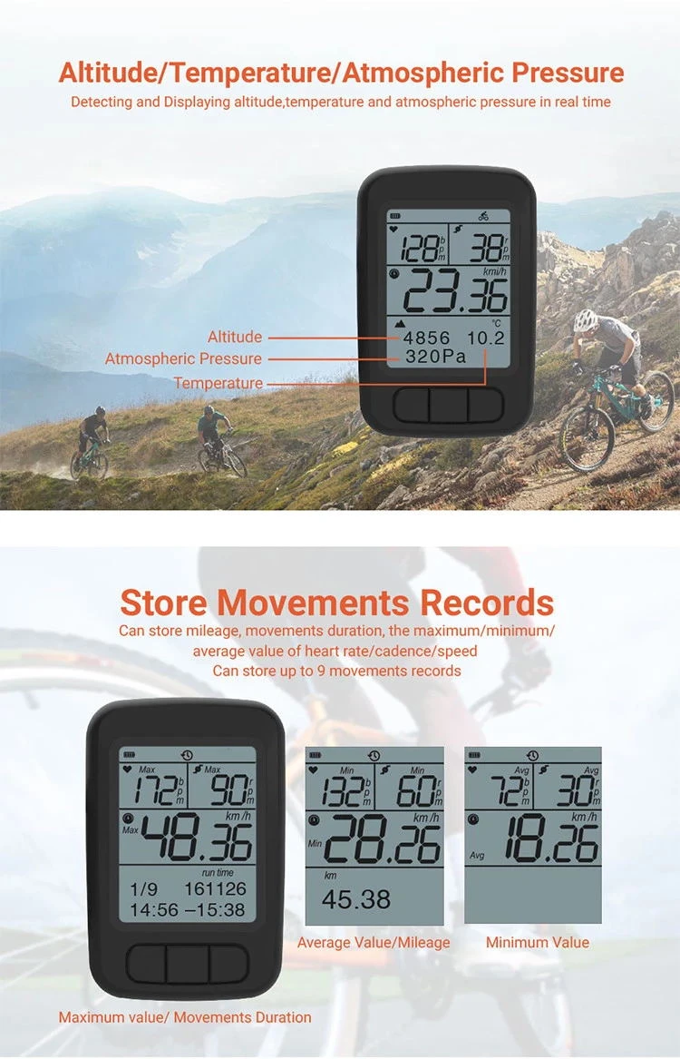 Competitive Bicycle Bike Speedometer And Odometer Wireless Waterproof Cycle Bike Computer With Lcd Display  Multi-functions