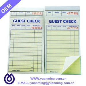 Counter holder use carbonless paper restaurant guest check in china