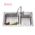Import counter top SUS 304 press drawn Stainless Steel 83 43 drop in garbage bin double bowl round Kitchen Sink from China