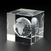 Custom 3D Laser Engraved Crystal Cube Paperweight Souvenirs Engraving Earth Globe Crystal Glass Block Gifts