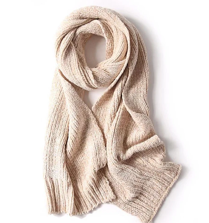 Custom autumn winter warm Chenille Universal Versatile decorative scarf