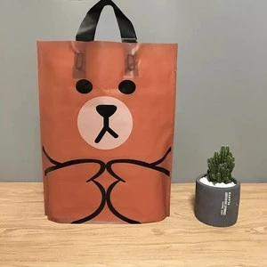 Custom cartoon logo promotion gift plastic shopping bag with handle